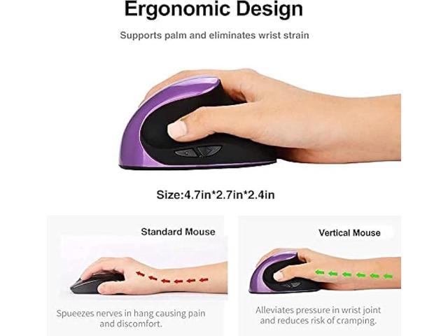 Ergonomic Vertical Mouse, Wireless 2.4G High Precision Rechargeable Ergonomic Mouse Optical Mice with Adjustable DPI 800/1200/1600, Reduce Wrist...