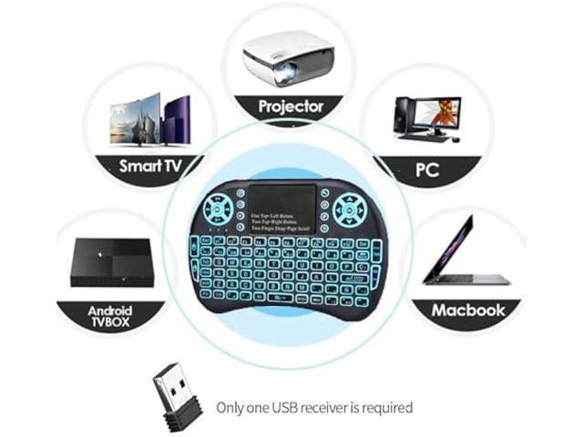 Sidiwen 2.4GHz Backlit Mini Keyboard Touchpad Mouse, Mini Wireless Keyboard with Touchpad and Multimedia Keys for Android TV Box Smart TV HTPC PS3...