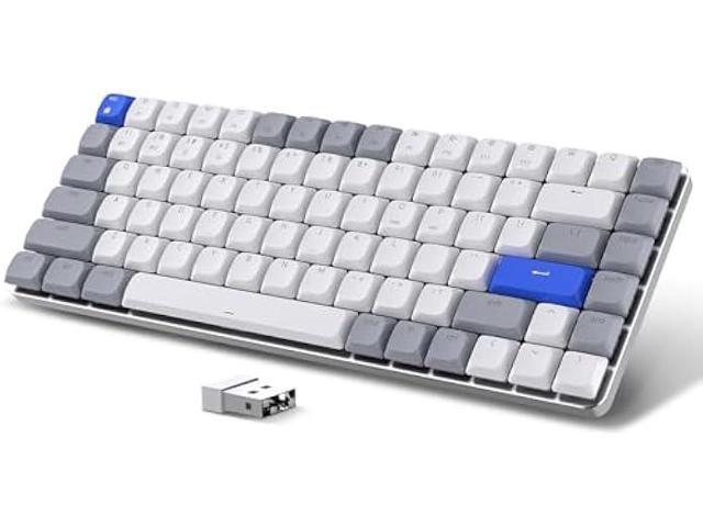 AUSDOM Wireless Bluetooth 75% Mechanical Keyboard: Compact Multi-Device Rechargeable Backlit Gaming Keyboard with 84-Key Layout, Low Profile Brown...