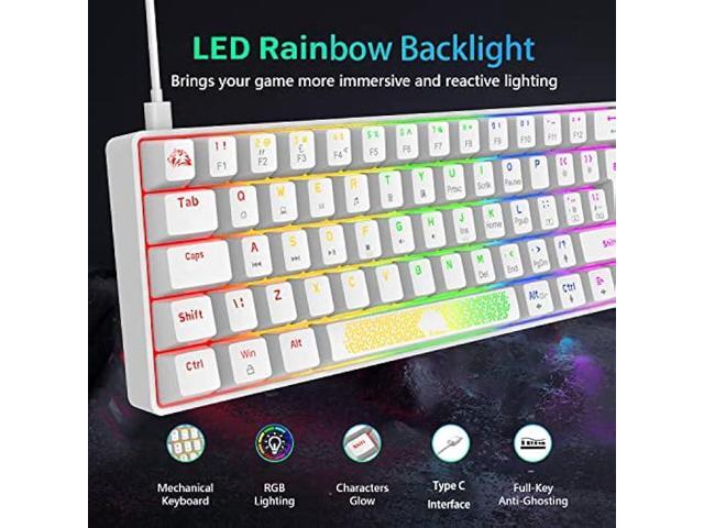 K65 Pro 60% Gaming Keyboard and Mouse Combo Small Mini RGB Backlight Mechanical Keyboard and Ultralight Honeycomb Optical Mouse,Mouse Pad Linear...