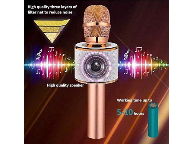 BONAOK Wireless Bluetooth Karaoke Microphone,3-in-1 Portable Handheld Karaoke Mic Speaker Machine Home Party Birthday for All Smartphones PC(Q37...
