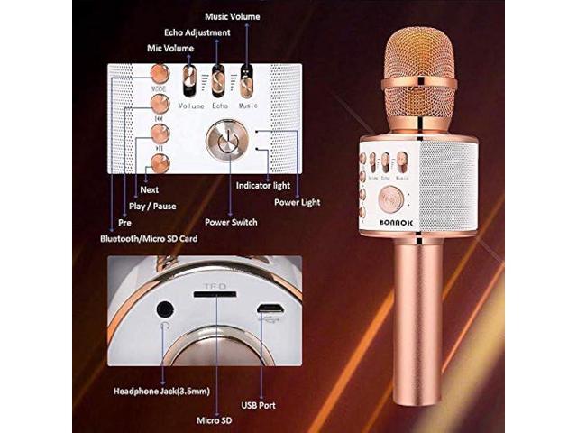 BONAOK Wireless Bluetooth Karaoke Microphone,3-in-1 Portable Handheld Karaoke Mic Speaker Machine Home Party Birthday for All Smartphones PC(Q37...