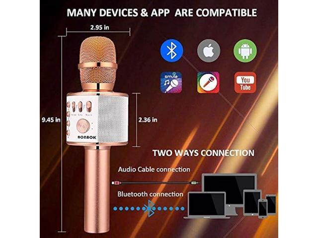 BONAOK Wireless Bluetooth Karaoke Microphone,3-in-1 Portable Handheld Karaoke Mic Speaker Machine Home Party Birthday for All Smartphones PC(Q37...