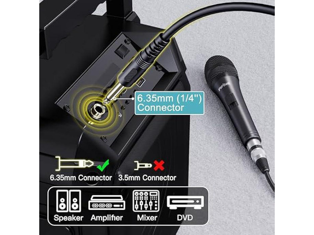 Fifine Karaoke Microphone, Dynamic Vocal Microphone for Speaker, 6.35MM Wired Handheld Mic with On and Off Switch and 14.8ft Detachable Cable-K6