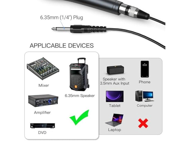 Fifine Karaoke Microphone, Dynamic Vocal Microphone for Speaker, 6.35MM Wired Handheld Mic with On and Off Switch and 14.8ft Detachable Cable-K6
