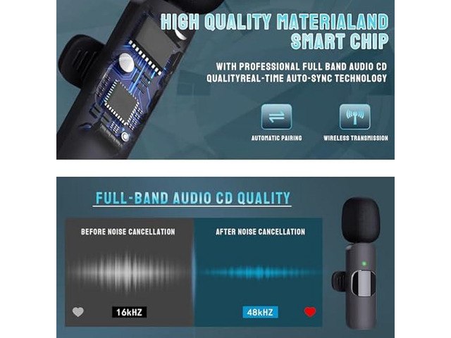 Wireless Microphone for iPhone, Android, Camera, iPad - 3 in 1 Dual Professional Lavalier Mini Mic with USB C, Plug-Play for Video Recording,...