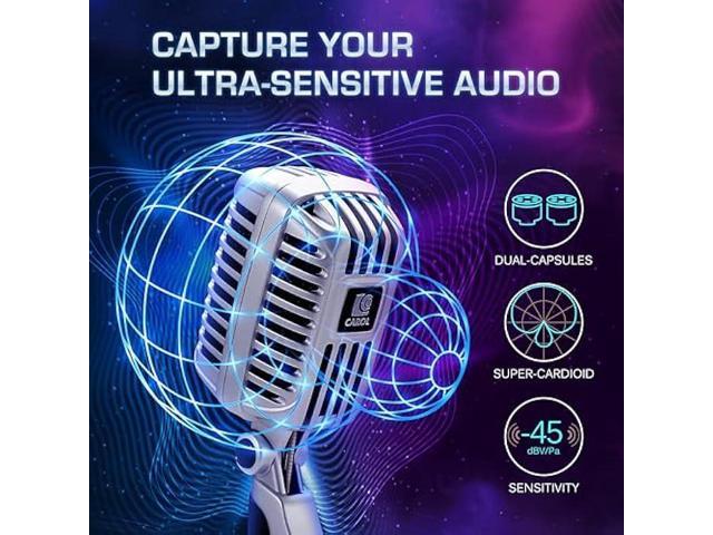 CAROL CLM-101 Professional Vintage Wired Microphone Dynamic Supercardioid with Dual Microphone-Capsules for Singing, Karaoke, and Stage, Includes...