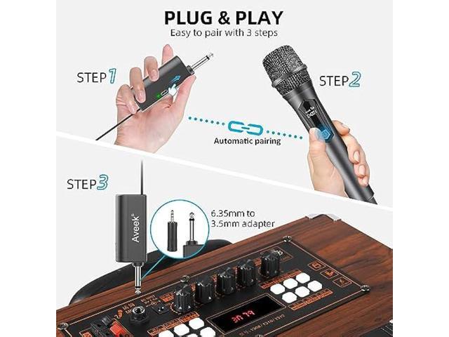 Aveek Wireless Karaoke Microphone, Handheld Mic with Rechargeable Receiver, for Powered Speakers and Amplifiers, Karaoke Microphone Set for...