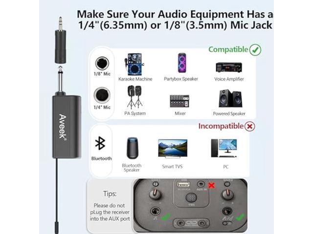Aveek Wireless Karaoke Microphone, Handheld Mic with Rechargeable Receiver, for Powered Speakers and Amplifiers, Karaoke Microphone Set for...
