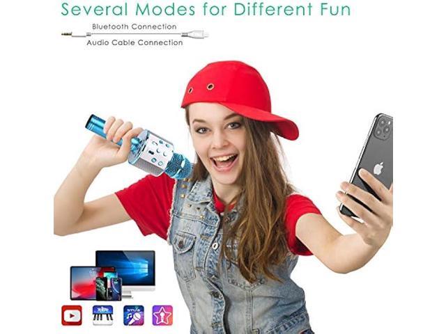KIDWILL Wireless Bluetooth Karaoke Microphone for Kids, 5-in-1 Portable Handheld Karaoke Mic Speaker Player Recorder with Adjustable Remix FM Radio...