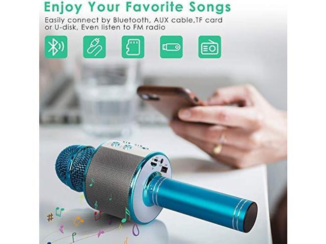 KIDWILL Wireless Bluetooth Karaoke Microphone for Kids, 5-in-1 Portable Handheld Karaoke Mic Speaker Player Recorder with Adjustable Remix FM Radio...