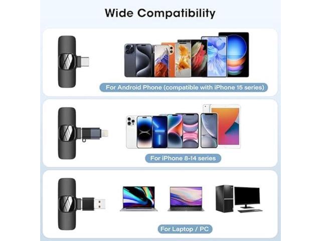 Wireless Lavalier Microphone for Phone/iPhone/Computer, Dual Wireless Microphone for Video Recording, Live Stream, Vlog, YouTube, TikTok, Facebook,...