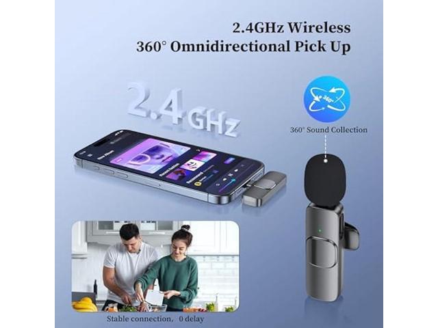ZasLuke 2 Pack Wireless Lavalier Microphone for iPhone & iPad, Mini Microphone for Video Recording, Ultra-Low Delay Noise Canceling Microphone for...