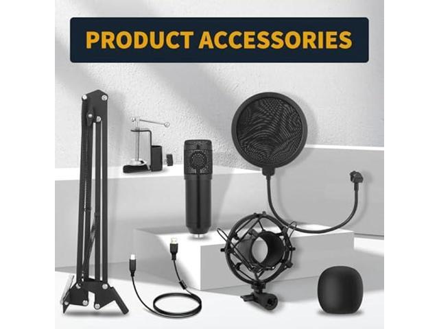 AMOOX Condenser Microphone,Professional USB Microphone Plug & Play PC Computer Microphone Condenser Cardioid Mic Kit with Adjustable Boom Arm Stand...