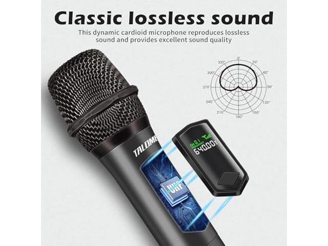 Wireless Microphone,Professional Handheld Cordless Dynamic Mic System with Rechargeable Receiver(160 Ft),Karaoke Microphone Set for...