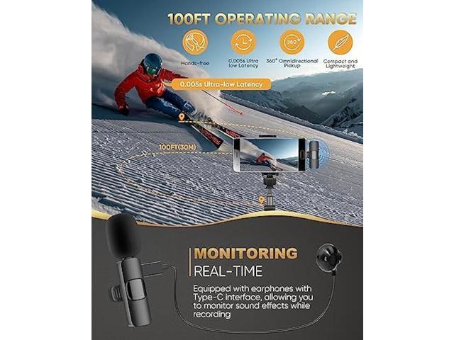 Wireless Lavalier Microphone Compatible with iPhone/iPad/Android Phone/Laptop, IUMAKEVP Plug-Play Lapel Clip-On Mic with Noise Reduction for Video...