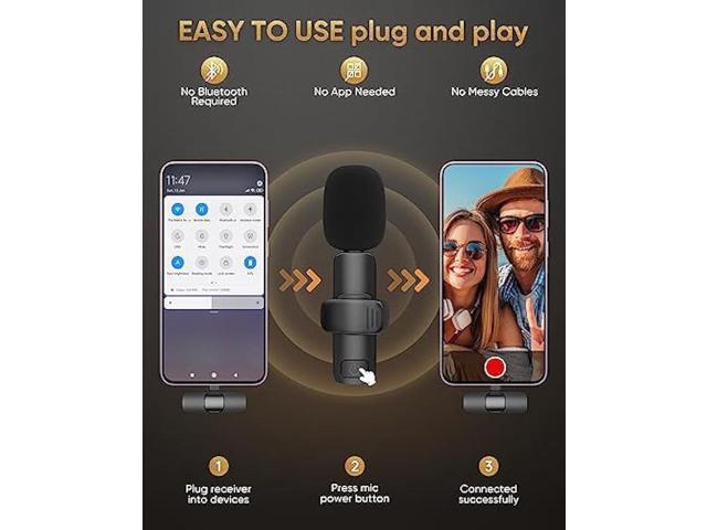 Wireless Lavalier Microphone Compatible with iPhone/iPad/Android Phone/Laptop, IUMAKEVP Plug-Play Lapel Clip-On Mic with Noise Reduction for Video...