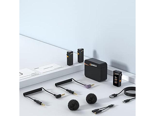 COMICA Vimo C3 Wireless Lavalier Microphone - Noise Cancelling, Mute, Gain Adjust, Wireless Mic for iPhone,DSLR Camera, Smartphone, Camcorder...