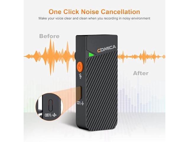 COMICA Vimo C3 Wireless Lavalier Microphone - Noise Cancelling, Mute, Gain Adjust, Wireless Mic for iPhone,DSLR Camera, Smartphone, Camcorder...