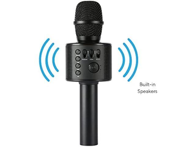 Core Innovations Wireless Bluetooth Karaoke Microphone with Built-in Speakers + HD Recording, Portable Handheld Mic Black