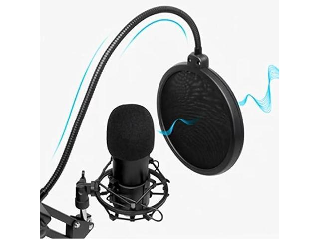 Condenser Microphone,PC Computer Podcast USB Condenser Microphone Cardioid Metal Mic Kit for Recording, Podcasting, Home Studio, YouTube, Black,...