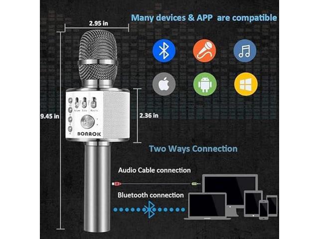 BONAOK Wireless Bluetooth Karaoke Microphone,3-in-1 Portable Handheld Karaoke Mic Speaker Machine Home Party Birthday for All Smartphones Q37...