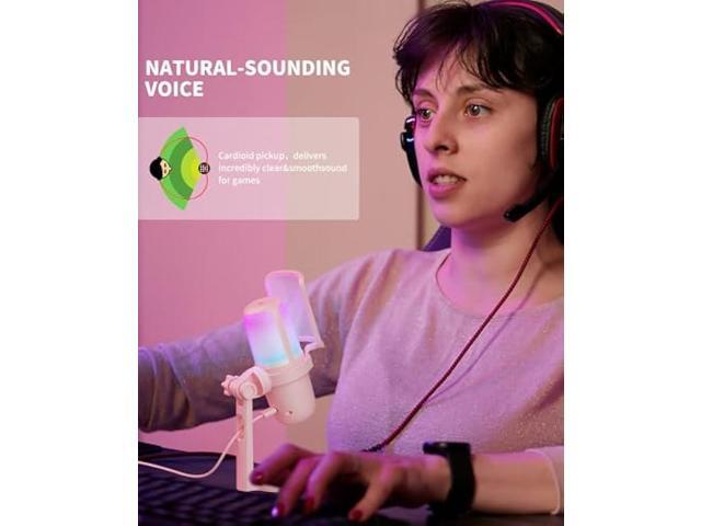 USB Microphone Gaming for PC PinkMini Computer Gaming Mic for PS4/ PS5/ Mac,Streaming Microphone for PC Gaming,Condenser Mic with RGB...