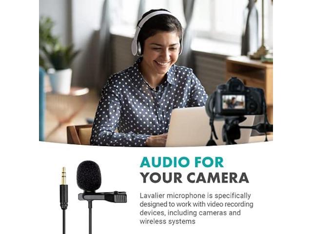 Movo DOM1 3.5mm TRS Lavalier Omnidirectional Condenser Microphone for Camera Microphone Compatible with DSLR Cameras, Recorders and More
