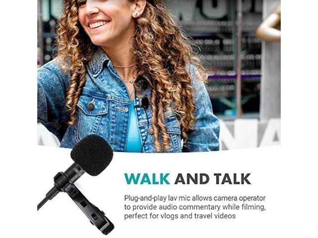 Movo DOM1 3.5mm TRS Lavalier Omnidirectional Condenser Microphone for Camera Microphone Compatible with DSLR Cameras, Recorders and More