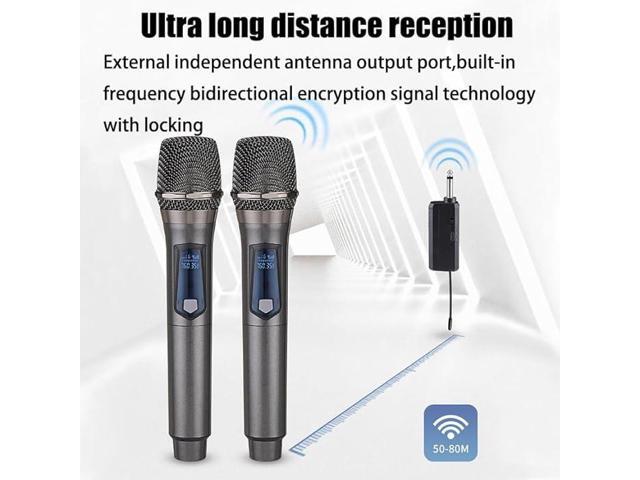 Wireless Microphone, Rechargeable Fixed Frequency Wireless Dual Microphone, Dual Handheld Dynamic Microphone,Karaoke Singing, Weddings DJ,Party,...