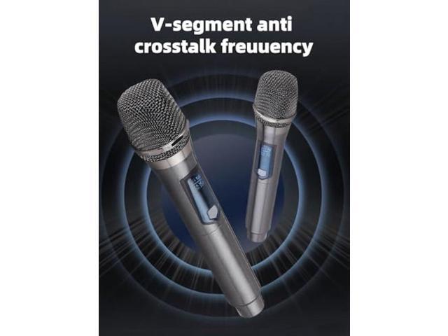 Wireless Microphone, Rechargeable Fixed Frequency Wireless Dual Microphone, Dual Handheld Dynamic Microphone,Karaoke Singing, Weddings DJ,Party,...