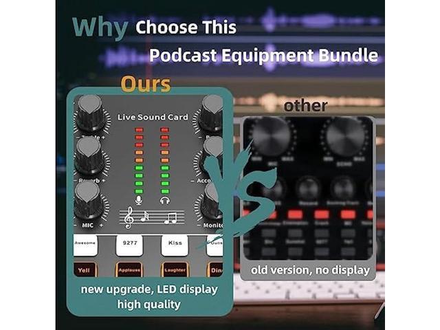 Podcast Equipment Bundle, BM-800 Podcast Microphone Bundle-Voice Changer with live Sound Card-Studio Condenser Microphone for Phone, PC, DJ,...