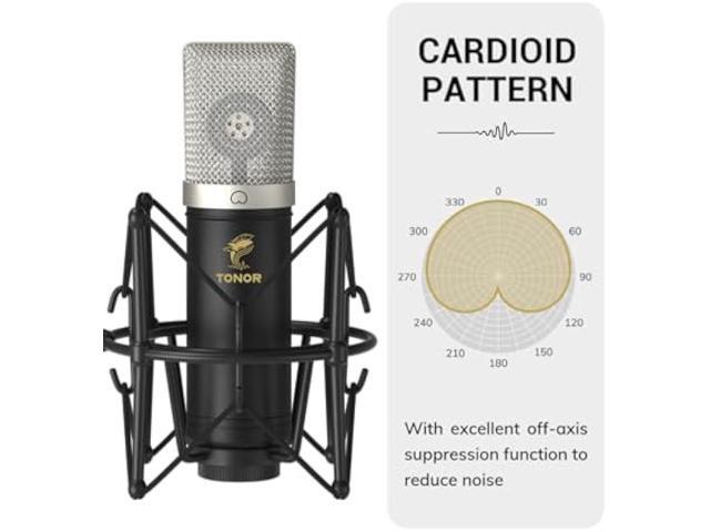 TONOR Condenser Microphone 192kHz/24Bit, USB Cardioid Computer Mic Kit with Upgraded Boom Arm/Spider Shock Mount for Recording, Streaming, Gaming,...