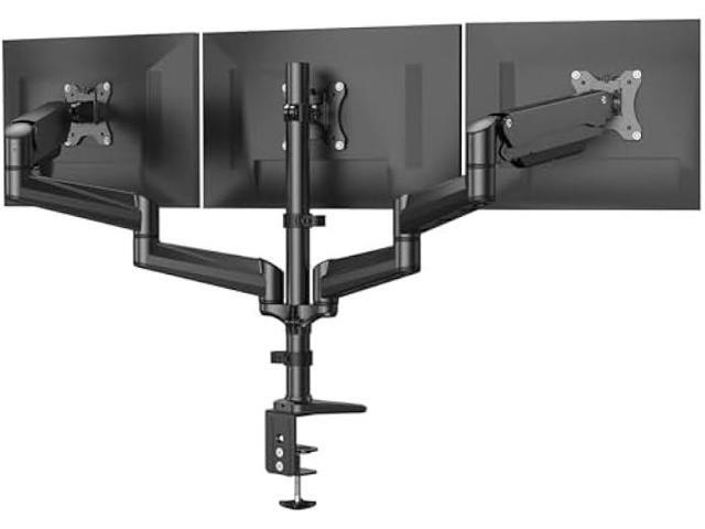 HUANUO Triple Monitor Mount for 17 to 32 inch Screens, Gas Springs Adjustment Triple Monitor Stand with Swivel, Tilt, Rotation, Clamp & Grommet Kit...