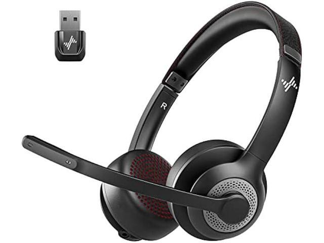Wireless Headset with Mic for Work, Bluetooth V5.2 Headphones with AI Noise Cancelling Microphone, USB Dongle, Clear Calls & Mic Mute, for Laptop,.
