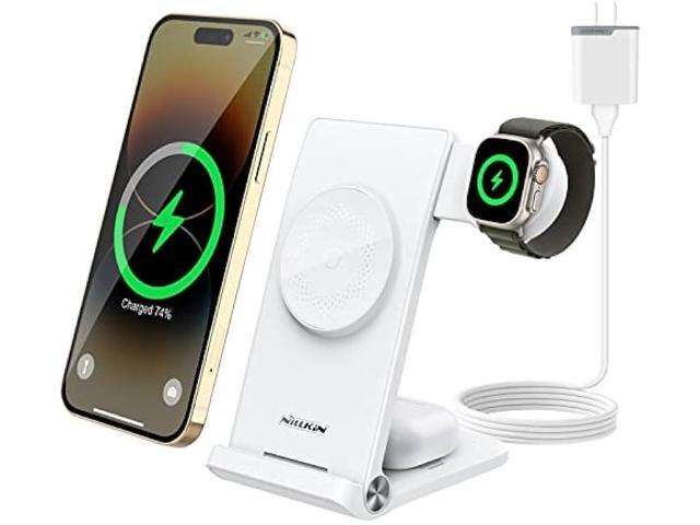Nillkin 3 in 1 Charging Station for Apple Devices, Foldable & Portable Magsafe Charger Stand for iPhone 15/14/13/12 Pro Max/Pro, Only for Apple Watch...
