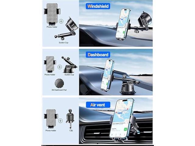 Qifutan Dash Mounted Holders Phone Holders for Your Car Phone Mount for Car Windshield Dashboard Air Vent Universal Desk Mounts Hands Free...