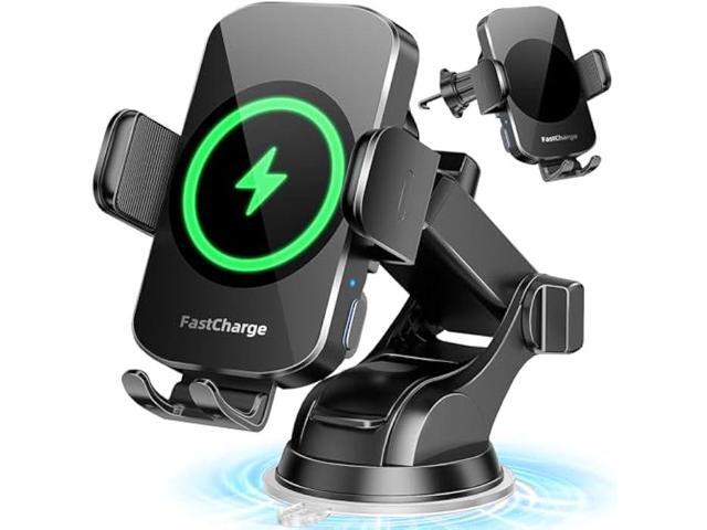Wireless Car Charger, Fast Charging Phone Holder 3 in 1 Phone Mount Auto Clamping Car Accessories Compatible with iPhone 17 16 15 14 13 12 11 Xs...