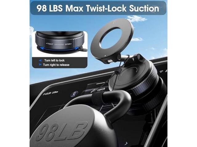 2026 Upgraded Vacuum Magnetic Car Phone Holder 360° Reinforced 96LBS Ultra Suction Cup Phone Mount for MagSafe Cell Phone Holders for Your...