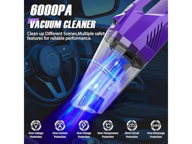 Handheld Vacuum Cordless,Car Vacuum Cleaner Portable Wireless with Powerful Suction/Multi Accessories,Low-Noise Lightweight Mini Hand Vacuum...