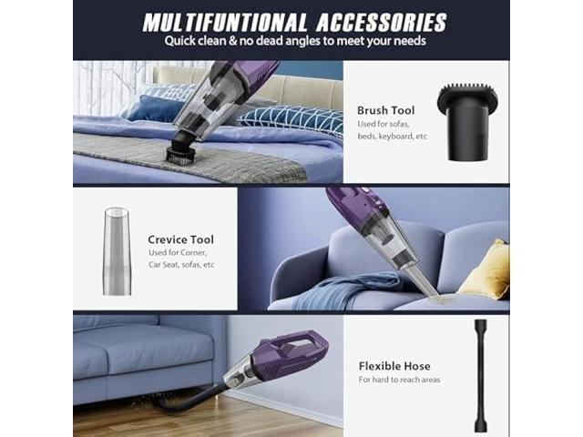 Handheld Vacuum Cordless,Car Vacuum Cleaner Portable Wireless with Powerful Suction/Multi Accessories,Low-Noise Lightweight Mini Hand Vacuum...