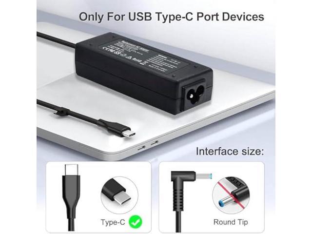 65W USB C Laptop Charger Replacement for HP Spectre X360/Envy X360/Elitebook/HP Computer/HP Chromebook/Universal Chromebook Charger Type C 45W USB...