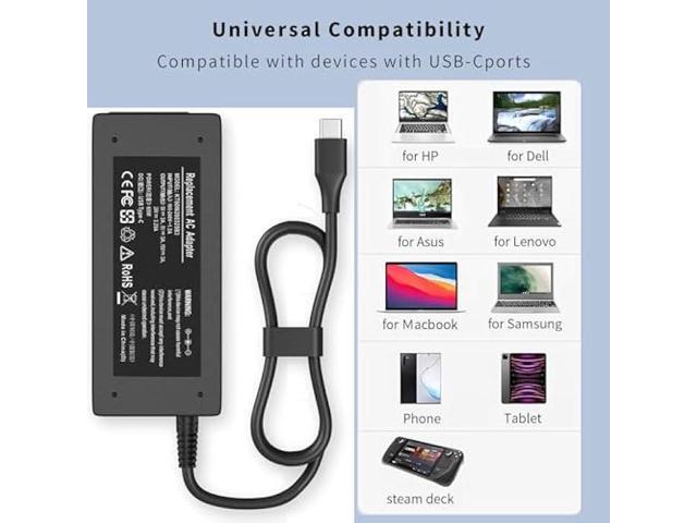 65W USB C Laptop Charger Replacement for HP Spectre X360/Envy X360/Elitebook/HP Computer/HP Chromebook/Universal Chromebook Charger Type C 45W USB...