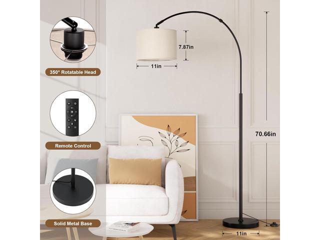 Ambimall 70 Dimmable Arc Floor Lamp with Remote, Color Temperatures and Brightness Adjustable, Arched Floor Lamp with Rotating Head, Over Couch...