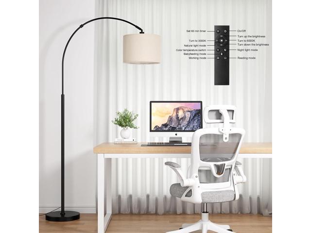 Ambimall 70 Dimmable Arc Floor Lamp with Remote, Color Temperatures and Brightness Adjustable, Arched Floor Lamp with Rotating Head, Over Couch...