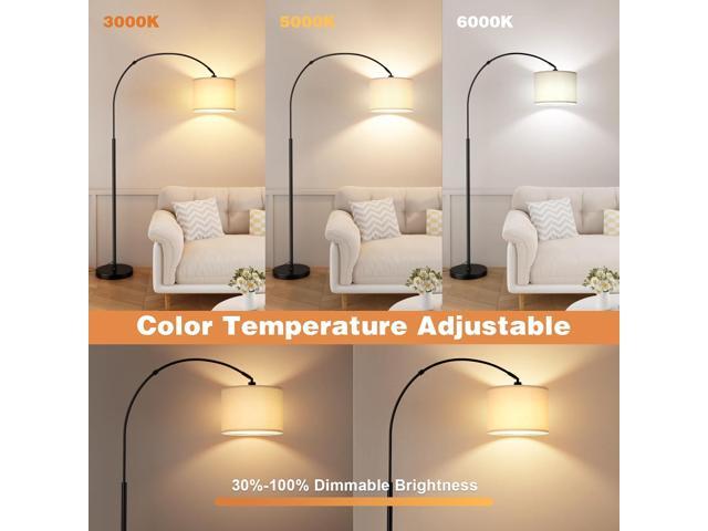 Ambimall 70 Dimmable Arc Floor Lamp with Remote, Color Temperatures and Brightness Adjustable, Arched Floor Lamp with Rotating Head, Over Couch...