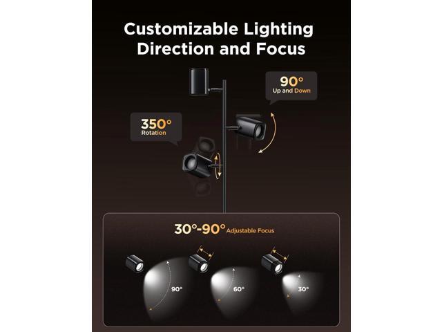 Govee Tree Floor Lamp Compatible with Matter, 3 Rotatable Lights with LuminBlend Technology, Standing Lamp with 64 Dynamic Scenes, Music Sync,...