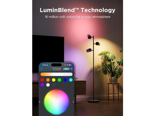 Govee Tree Floor Lamp Compatible with Matter, 3 Rotatable Lights with LuminBlend Technology, Standing Lamp with 64 Dynamic Scenes, Music Sync,...