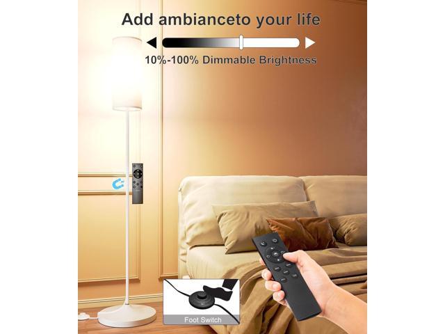 luckystyle LED Floor Lamp for Living Room, Dimmable Standing Lamps with Foot Switch,Remote Custom Color Temperature White Pole Lamp with...