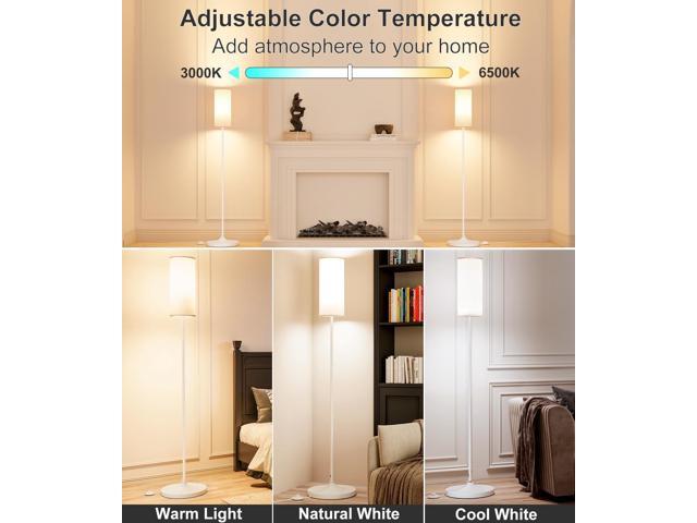 luckystyle LED Floor Lamp for Living Room, Dimmable Standing Lamps with Foot Switch,Remote Custom Color Temperature White Pole Lamp with...